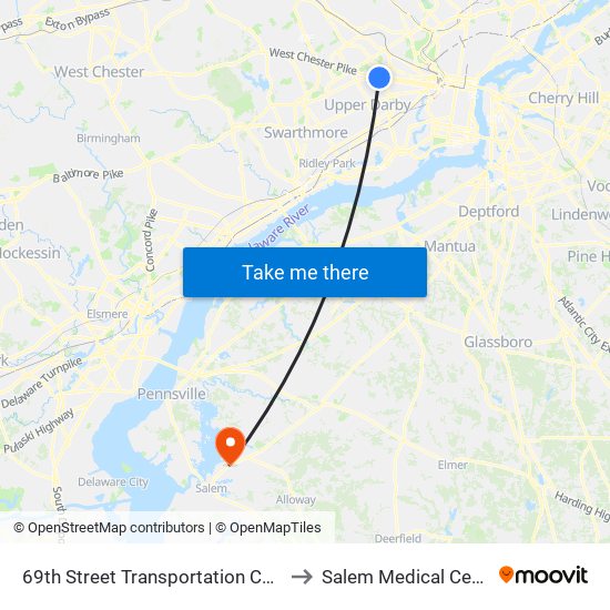 69th Street Transportation Center to Salem Medical Center map