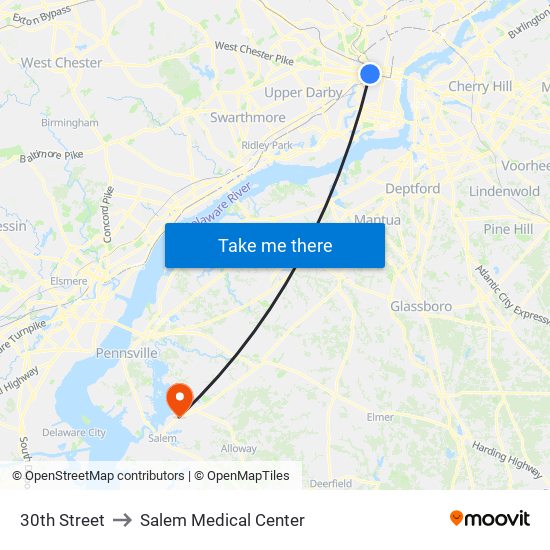 30th Street to Salem Medical Center map