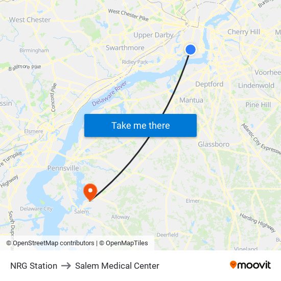 NRG Station to Salem Medical Center map