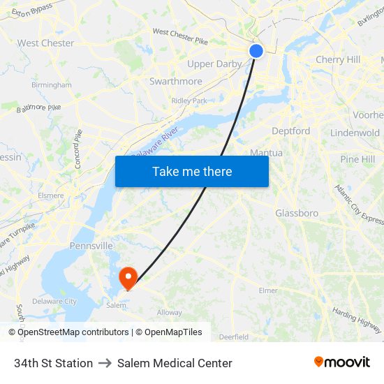 34th St Station to Salem Medical Center map