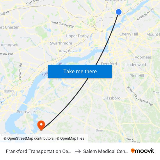 Frankford Transportation Center to Salem Medical Center map