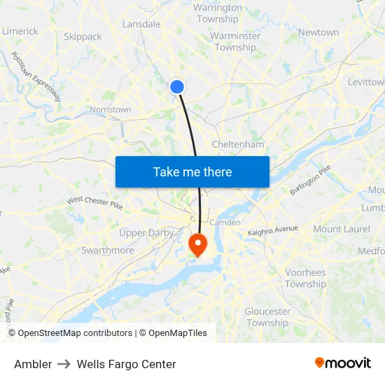 Ambler to Wells Fargo Center map