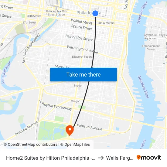 Home2 Suites by Hilton Philadelphia - Convention Center, Pa to Wells Fargo Center map