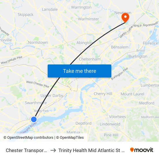 Chester Transportation Center to Trinity Health Mid Atlantic St Mary Medical Center map