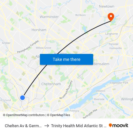 Chelten Av & Germantown Av - FS to Trinity Health Mid Atlantic St Mary Medical Center map