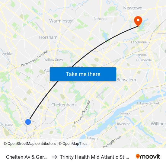 Chelten Av & Germantown Av to Trinity Health Mid Atlantic St Mary Medical Center map