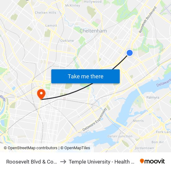 Roosevelt Blvd & Cottman Av - FS to Temple University - Health Sciences Campus map