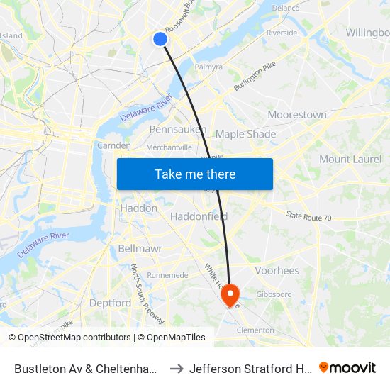 Bustleton Av & Cheltenham Av - Fs to Jefferson Stratford Hospital map