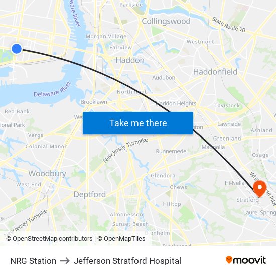 NRG Station to Jefferson Stratford Hospital map