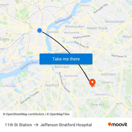 11th St Station to Jefferson Stratford Hospital map