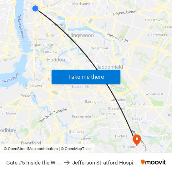 Gate #5 Inside the Wrtc to Jefferson Stratford Hospital map