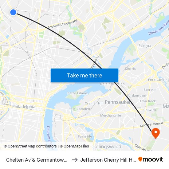 Chelten Av & Germantown Av - FS to Jefferson Cherry Hill Hospital map