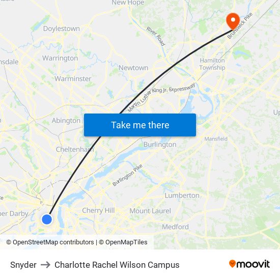 Snyder to Charlotte Rachel Wilson Campus map