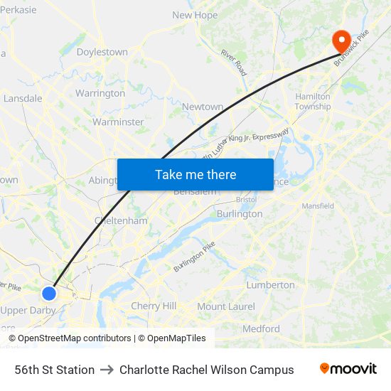 56th St Station to Charlotte Rachel Wilson Campus map