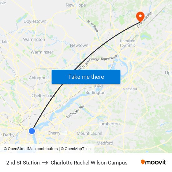 2nd St Station to Charlotte Rachel Wilson Campus map