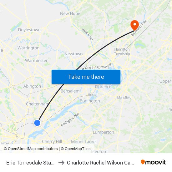 Erie Torresdale Station to Charlotte Rachel Wilson Campus map