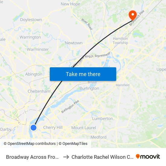 Broadway Across From Wrtc to Charlotte Rachel Wilson Campus map