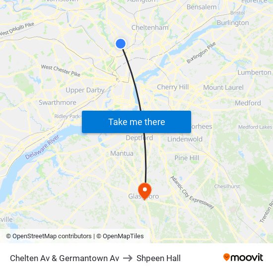 Chelten Av & Germantown Av to Shpeen Hall map