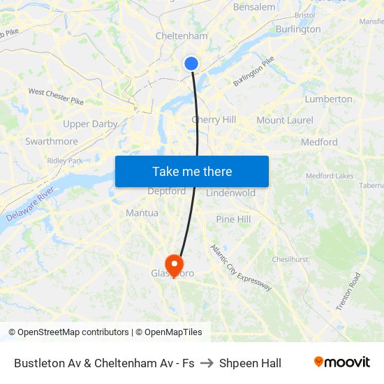 Bustleton Av & Cheltenham Av - Fs to Shpeen Hall map