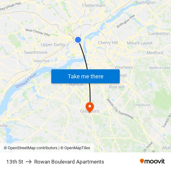 13th St to Rowan Boulevard Apartments map