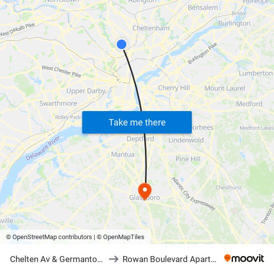 Chelten Av & Germantown Av to Rowan Boulevard Apartments map