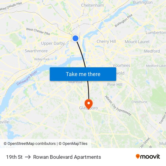 19th St to Rowan Boulevard Apartments map