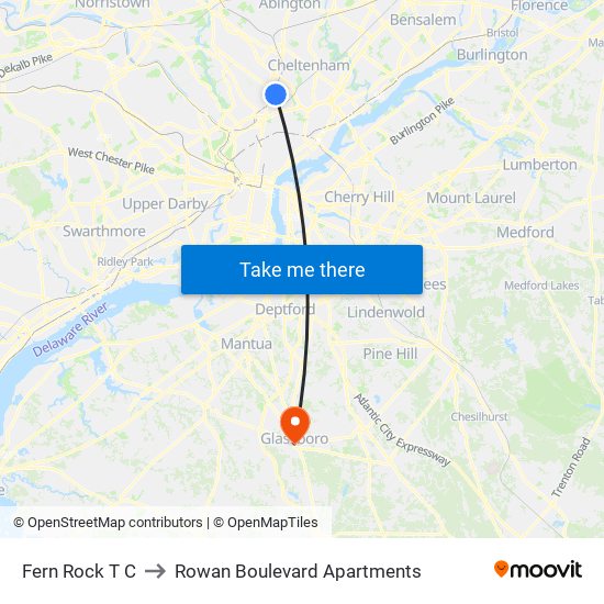 Fern Rock T C to Rowan Boulevard Apartments map