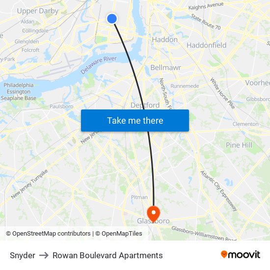 Snyder to Rowan Boulevard Apartments map