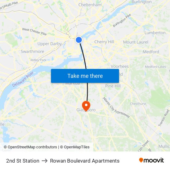 2nd St Station to Rowan Boulevard Apartments map