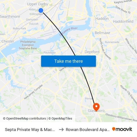 Septa Private Way & Macdade Blvd to Rowan Boulevard Apartments map