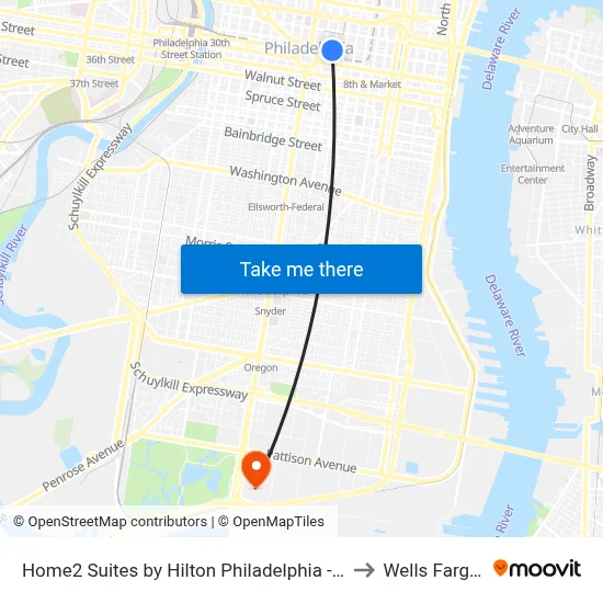 Home2 Suites by Hilton Philadelphia - Convention Center, Pa to Wells Fargo Center map