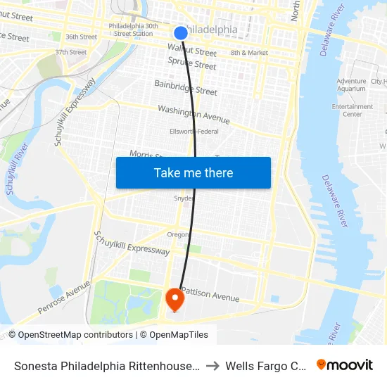 Sonesta Philadelphia Rittenhouse Square to Wells Fargo Center map