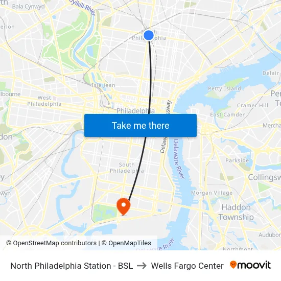 North Philadelphia Station - BSL to Wells Fargo Center map