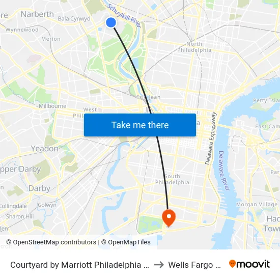 Courtyard by Marriott Philadelphia City Avenue to Wells Fargo Center map