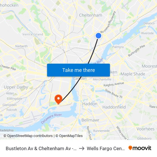 Bustleton Av & Cheltenham Av - Fs to Wells Fargo Center map