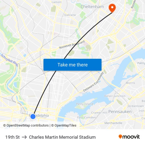 19th St to Charles Martin Memorial Stadium map