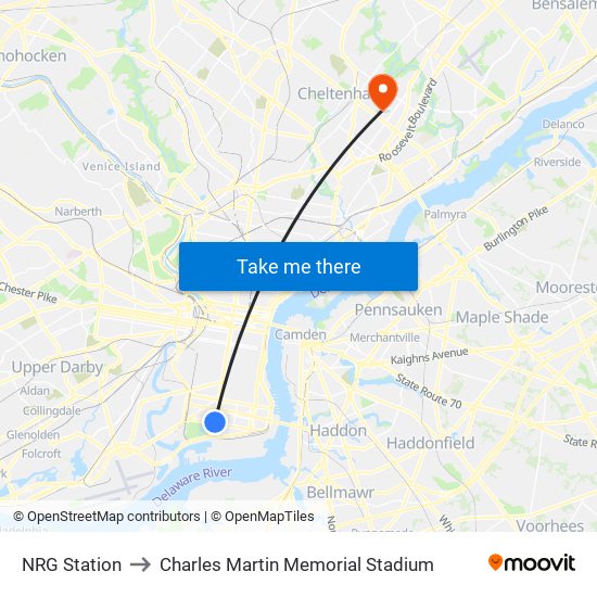 NRG Station to Charles Martin Memorial Stadium map