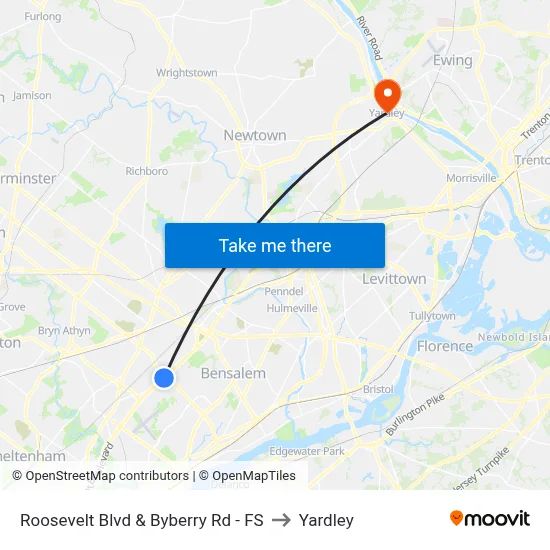 Roosevelt Blvd & Byberry Rd - FS to Yardley map