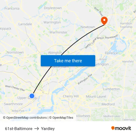 61st-Baltimore to Yardley map