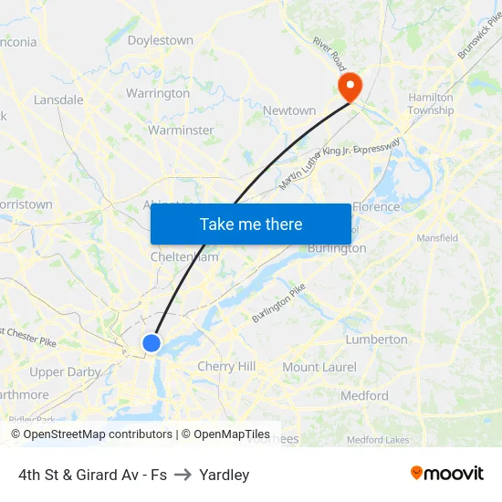 4th St & Girard Av  - Fs to Yardley map