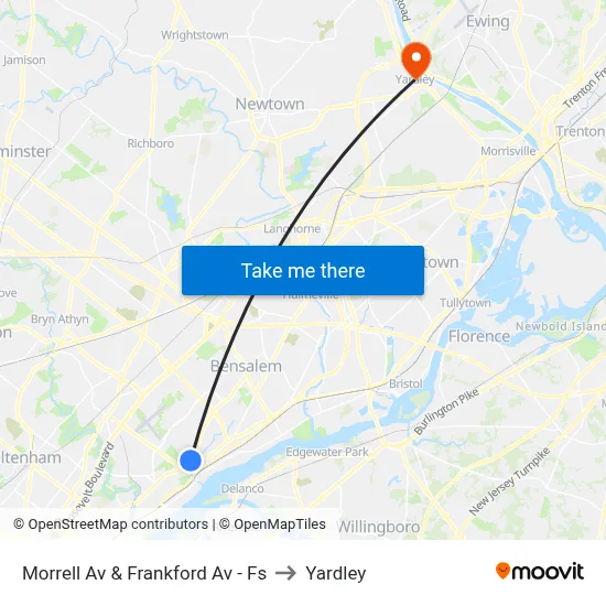 Morrell Av & Frankford Av - Fs to Yardley map