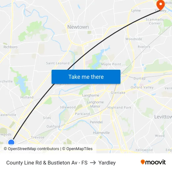 County Line Rd & Bustleton Av - FS to Yardley map