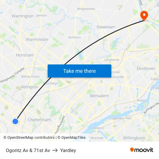 Ogontz Av & 71st Av to Yardley map