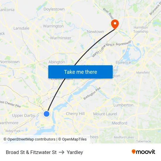 Broad St & Fitzwater St to Yardley map
