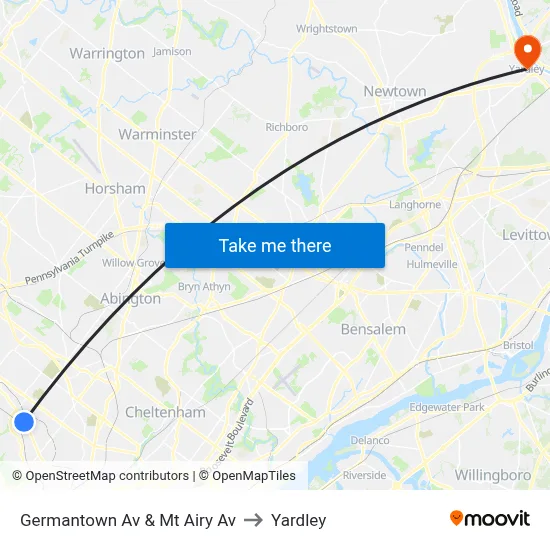 Germantown Av & Mt Airy Av to Yardley map