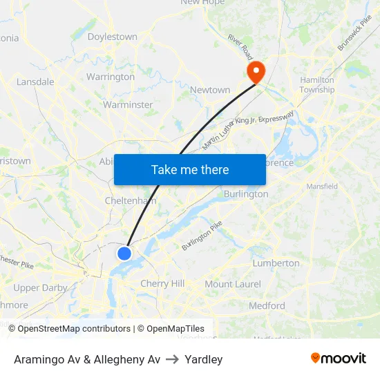 Aramingo Av & Allegheny Av to Yardley map