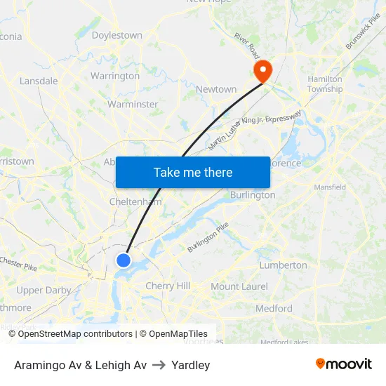 Aramingo Av & Lehigh Av to Yardley map