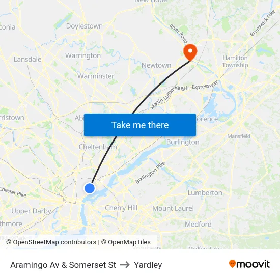 Aramingo Av & Somerset St to Yardley map