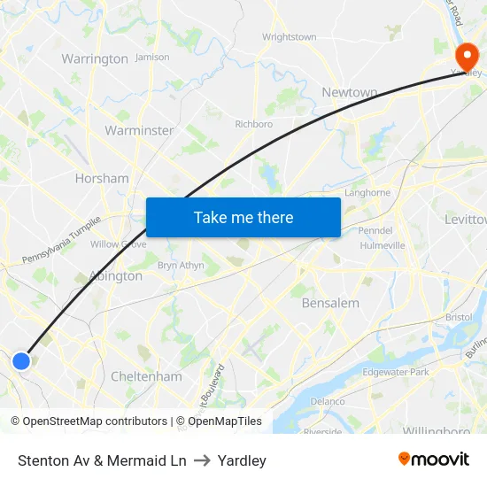 Stenton Av & Mermaid Ln to Yardley map
