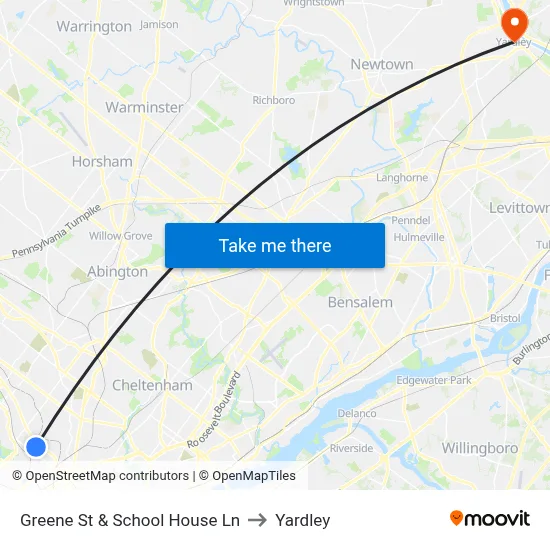 Greene St & School House Ln to Yardley map